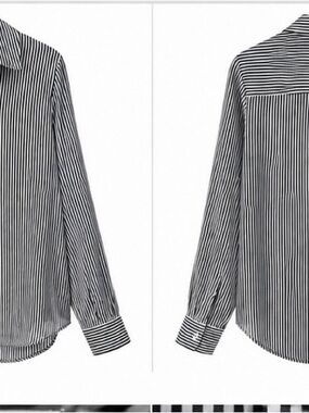 68. DKNY Classic Black & White Striped Button-Up Shirt - Women's Top
